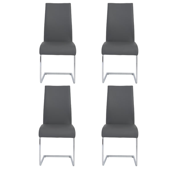 Epifania Dining Chair in Gray with Chrome Legs - Set of 4