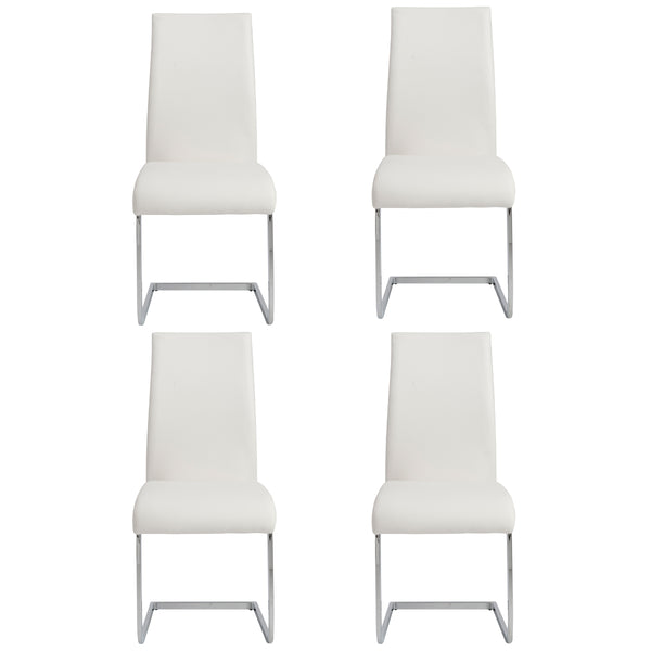 Epifania Dining Chair in White with Chrome Legs - Set of 4