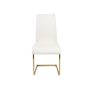 Epifania Dining Chair in White with Matte Brushed Gold Legs - Set of 4