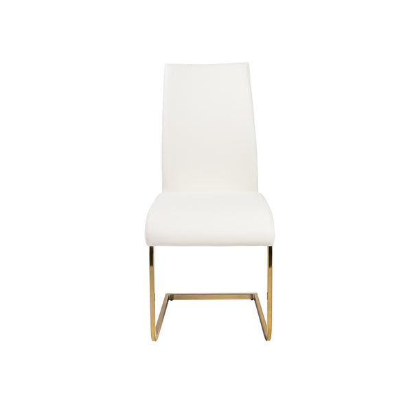 Epifania Dining Chair in White with Matte Brushed Gold Legs - Set of 4