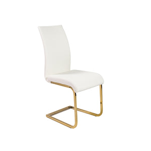 Epifania Dining Chair in White with Matte Brushed Gold Legs - Set of 4