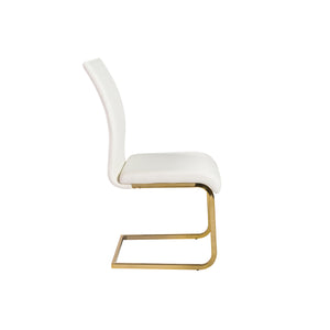 Epifania Dining Chair in White with Matte Brushed Gold Legs - Set of 4