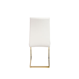 Epifania Dining Chair in White with Matte Brushed Gold Legs - Set of 4