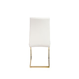 Epifania Dining Chair in White with Matte Brushed Gold Legs - Set of 4