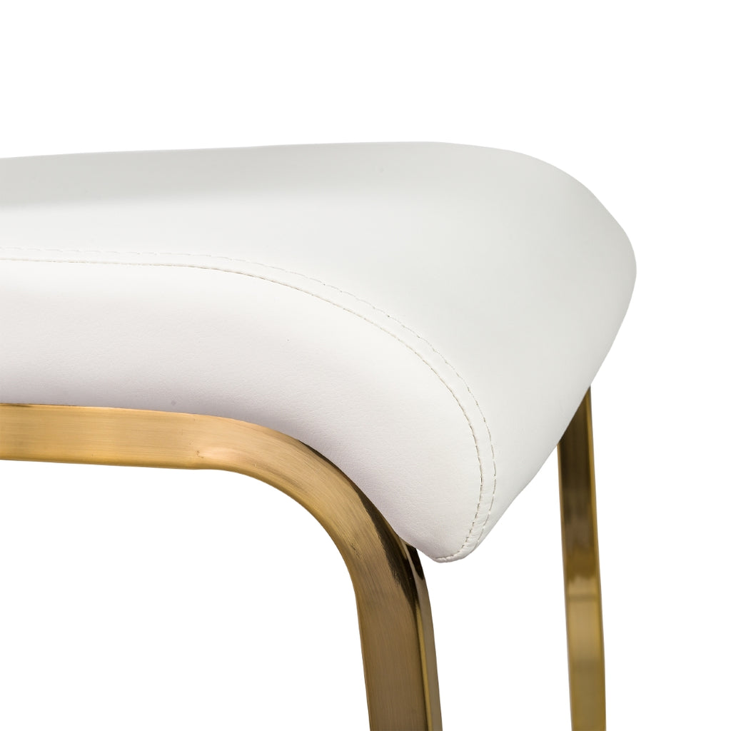 Epifania Dining Chair in White with Matte Brushed Gold Legs - Set of 4