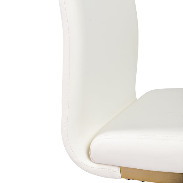 Epifania Dining Chair in White with Matte Brushed Gold Legs - Set of 4