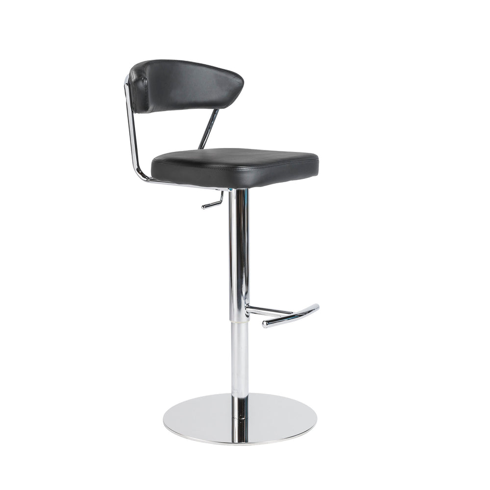 Draco Adjustable Swivel Bar/Counter Stool in Black with Chrome Base