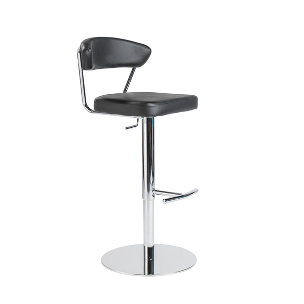 Draco Adjustable Swivel Bar/Counter Stool in Black with Chrome Base