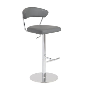 Draco Adjustable Swivel Bar/Counter Stool in Gray with Chrome Base