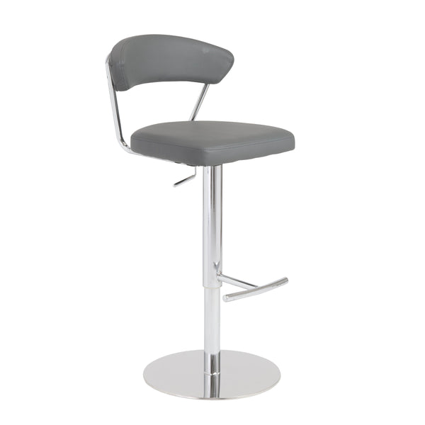Draco Adjustable Swivel Bar/Counter Stool in Gray with Chrome Base