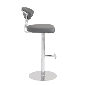 Draco Adjustable Swivel Bar/Counter Stool in Gray with Chrome Base