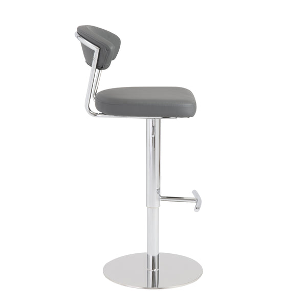Draco Adjustable Swivel Bar/Counter Stool in Gray with Chrome Base