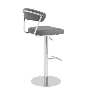 Draco Adjustable Swivel Bar/Counter Stool in Gray with Chrome Base