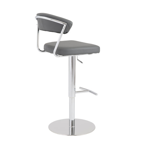 Draco Adjustable Swivel Bar/Counter Stool in Gray with Chrome Base
