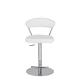 Draco Adjustable Bar/Counter Stool in White with Chrome Base