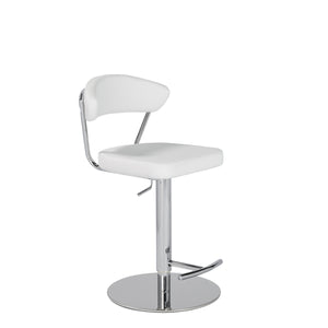 Draco Adjustable Bar/Counter Stool in White with Chrome Base
