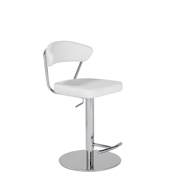 Draco Adjustable Bar/Counter Stool in White with Chrome Base