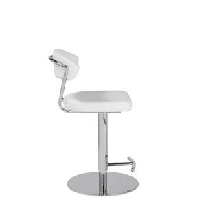 Draco Adjustable Bar/Counter Stool in White with Chrome Base