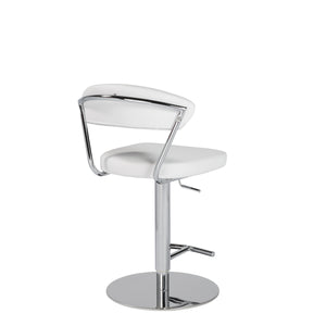Draco Adjustable Bar/Counter Stool in White with Chrome Base