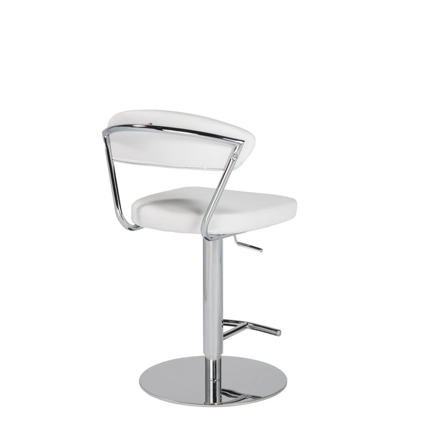 Draco Adjustable Bar/Counter Stool in White with Chrome Base