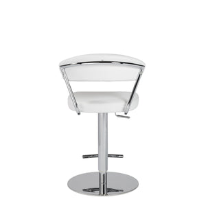 Draco Adjustable Bar/Counter Stool in White with Chrome Base