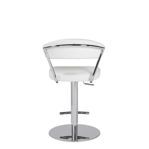 Draco Adjustable Bar/Counter Stool in White with Chrome Base