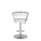 Draco Adjustable Bar/Counter Stool in White with Chrome Base