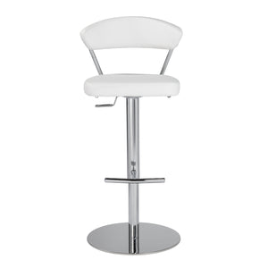 Draco Adjustable Bar/Counter Stool in White with Chrome Base