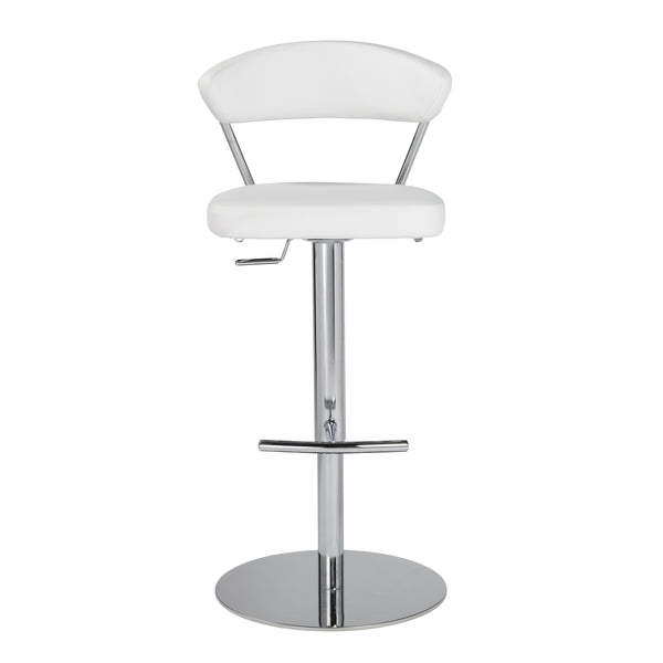 Draco Adjustable Bar/Counter Stool in White with Chrome Base