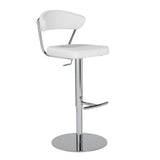 Draco Adjustable Bar/Counter Stool in White with Chrome Base