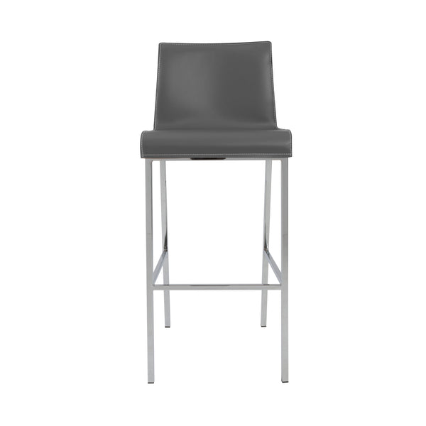 Cam-B Bar Stool In Gray With Polished Stainless Steel Legs - Set Of 2