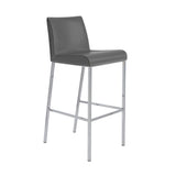 Cam-B Bar Stool In Gray With Polished Stainless Steel Legs - Set Of 2