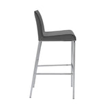 Cam-B Bar Stool In Gray With Polished Stainless Steel Legs - Set Of 2