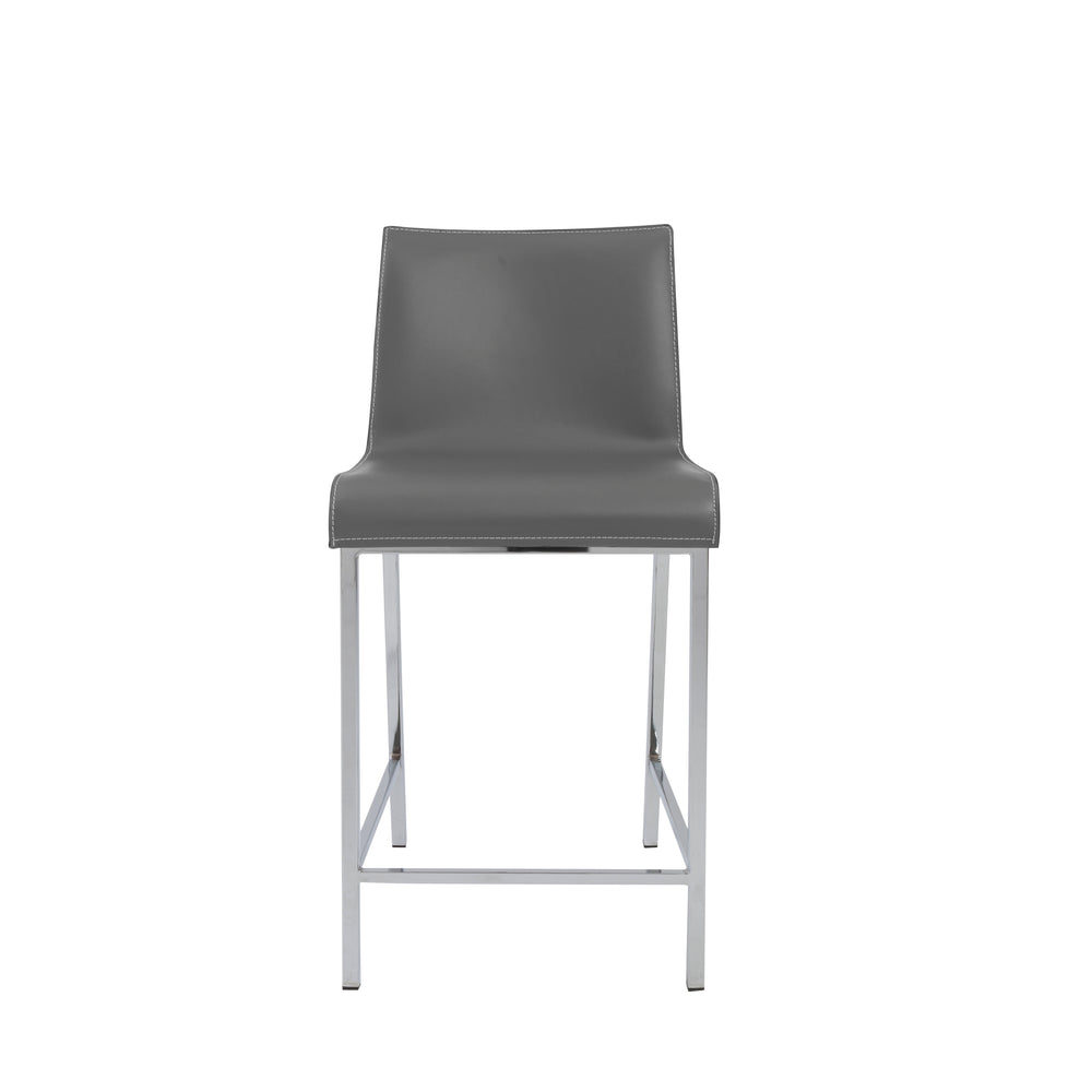 Cam-C Counter Stool In Gray With Polished Stainless Steel Legs - Set Of 2
