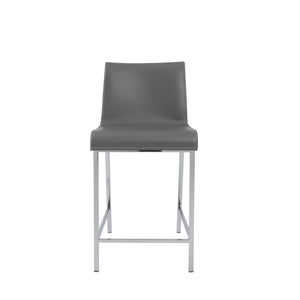 Cam-C Counter Stool In Gray With Polished Stainless Steel Legs - Set Of 2