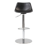 Rudy Adjustable Swivel Bar/Counter Stool in Black with Brushed Stainless Steel Base