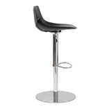Rudy Adjustable Swivel Bar/Counter Stool in Black with Brushed Stainless Steel Base