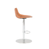 Rudy Adjustable Swivel Bar/Counter Stool in Cognac with Brushed Stainless Steel Base