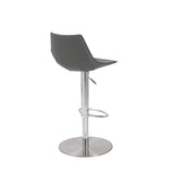 Rudy Adjustable Swivel Bar/Counter Stool in Gray with Brushed Stainless Steel Base