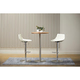Rudy Adjustable Swivel Bar/Counter Stool in White with Brushed Stainless Steel Base