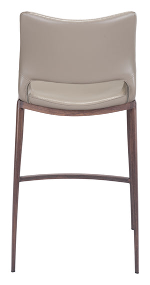 Zuo Modern Ace 100% Polyurethane, Plywood, Steel Modern Commercial Grade Counter Stool Set - Set of 2 Gray, Walnut 100% Polyurethane, Plywood, Steel