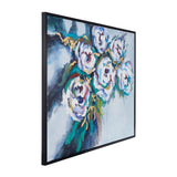 Sagebrook Home Contemporary 52x42 Framed Hand Painted Flowers Canvas, Gray/bla 70201  Polyester Canvas