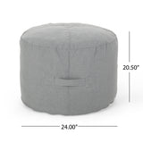 Noble House Sandy Cay Outdoor Water Resistant 2' Ottoman Pouf, Charcoal