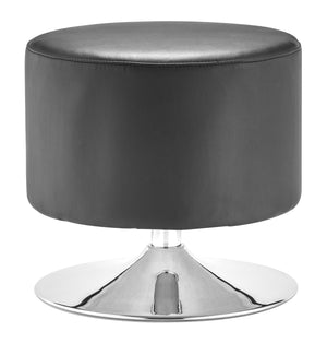 Zuo Modern Plump 100% Polyurethane, Plywood, Steel Modern Commercial Grade Ottoman Black, Chrome 100% Polyurethane, Plywood, Steel