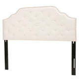 Silas Contemporary Fabric Full/Queen Headboard, Ivory and Black Noble House