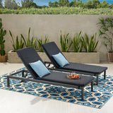 Cape Coral Outdoor Chaise Lounge with Cushion, Dark Gray Noble House