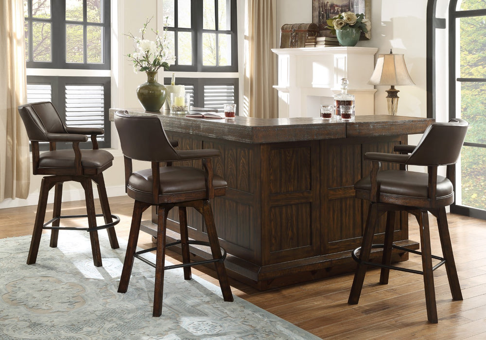 ECI Furniture Gettysburg Deluxe Spectator Bar Stool, Dark Distressed - Set of 2 Dark Distressed Wood solids and veneers