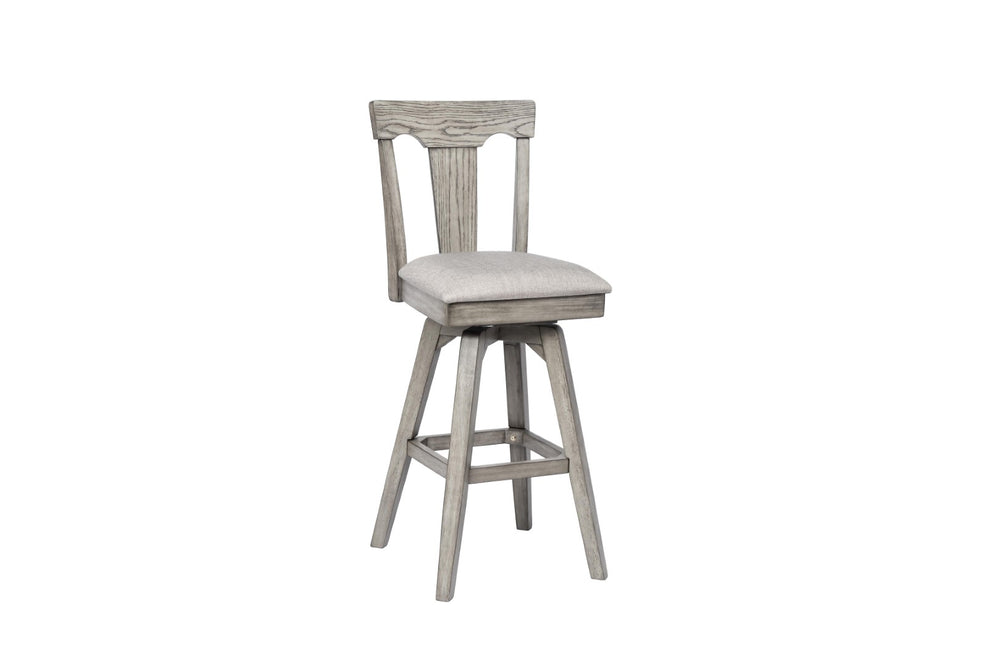 ECI Furniture Graystone 30" Panel Back Bar Stool w/ Upholstered Seat, Burnished Gray Burnished Gray Hardwood solids and veneers