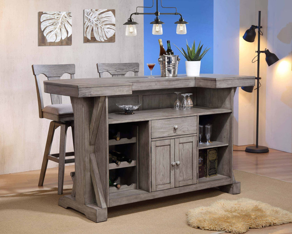 ECI Furniture Graystone Front Bar Complete, Burnished Gray Burnished Gray Wood solids and veneers