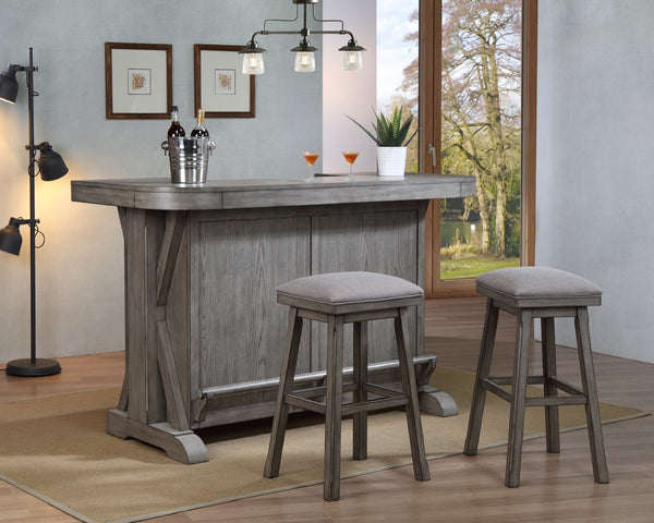 ECI Furniture Graystone Front Bar Complete, Burnished Gray Burnished Gray Wood solids and veneers